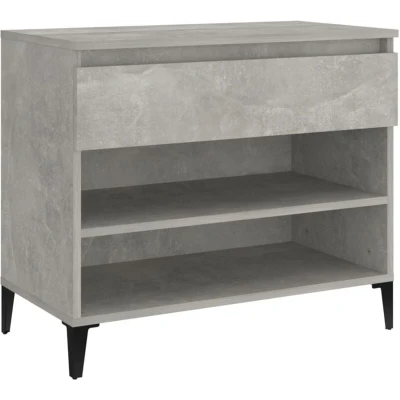 Image of vidaXL Shoe Cabinet Concrete Grey Engineered Wood Rack with Ample Storage and Modern Metal Legs