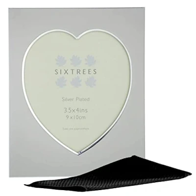 Image of Sixtrees Romeo Heart Shaped silver plated 3.5x4 inch photo frame. (3.5 x 4)