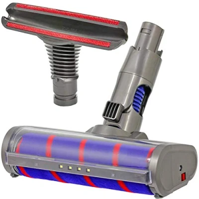 Image of SPARES2GO Soft Roller Brush Head Hard Floor Turbine Tool + Upholstery Nozzle compatible with Dyson SV03 SV04 SV06 Vacuum Cleaner