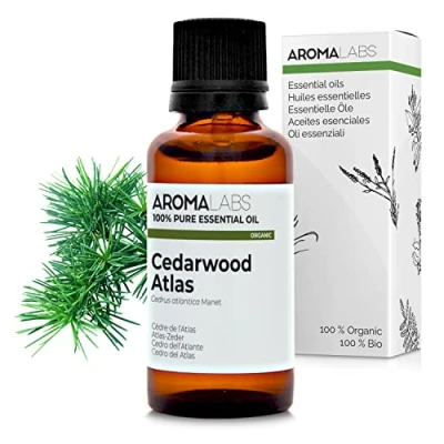 Image of Bio Cedarwood Atlas Essential Oil 30mL 100% Pure, Natural, Chemotyped and AB/Cosmos Certified AROMA LABS (French Brand)