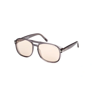 Image of TOM FORD Man FT1022 ROSCO 20E Sunglasses Plastic Grey Brown Pilot Photochromic