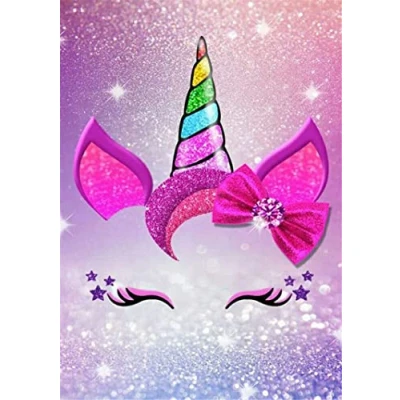 Image of OWN4B Cross Stitch Kits Stamped, Unicorn Ornament Printed Pattern 11CT 14.2x18.1 inch DIY Embroidery Kit (Horn)
