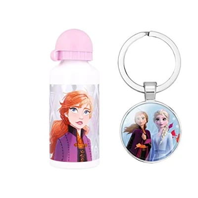 Image of Official Frozen Aluminium Sports Bottle 400ml Holiday, Back to School Water Drinking Kids Lunch Children Includes Keyring