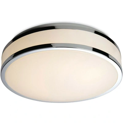 Image of Atlantis LED Round Flush Bathroom Ceiling Light White Diffuser, Chrome Trim IP44