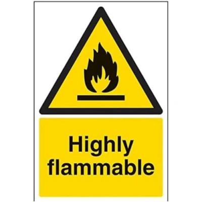 Image of V Safety Highly Flammable Warning Sign 200mm x 300mm 1mm Rigid Plastic