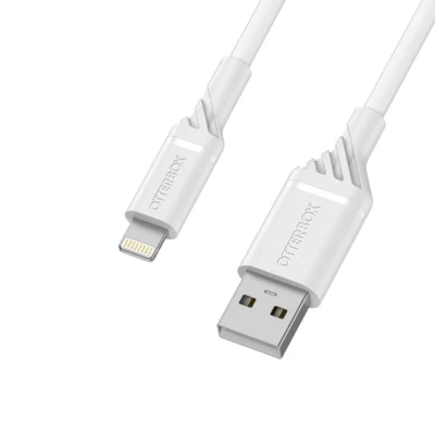 Image of OtterBox Reinforced USB A to Lightning Cable, MFi Certified, Charging Cable for iPhone and iPad, Ultra Rugged, Bend Flex Tested, 2M, White