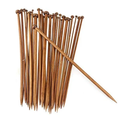 Image of VOANZO 36Pcs/Set Carbonized Bamboo Crochet Single Pointed Smooth Knitting Needles for Scarf Sweater Tools (25cm)