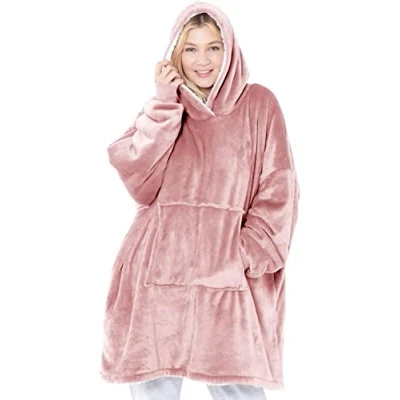 Image of ARR Eskimo Blush Pink Sherpa Fleece Oversized Hoodied Blanket
