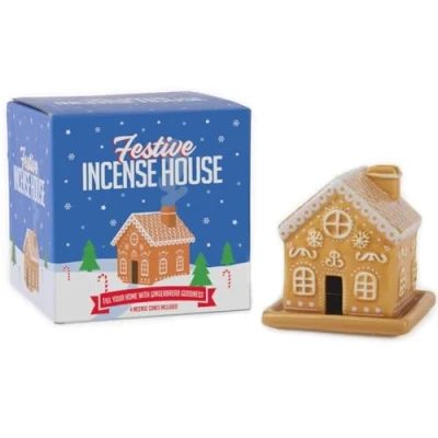 Image of Gift Republic Gingerbread House Incense Burner Festive Holder with Scent, Perfect Christmas Homeware Home Scent Xmas Décor