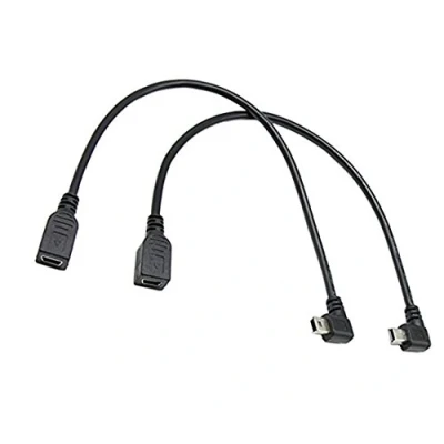 Image of USB 2.0 Extension Cable CERRXIAN 9 Inch Mini Combo Female to Left Angle &amp; Right Male Data Sync and Charge Cable.(1Pair）