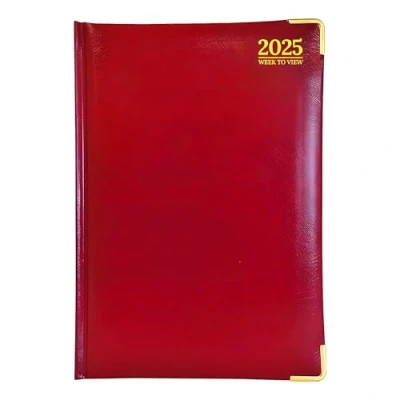 Image of G4GADGET A4 Week To View 2025 Hardback Cover Weekly Planner with Note Sections Professional and Durable (Red)