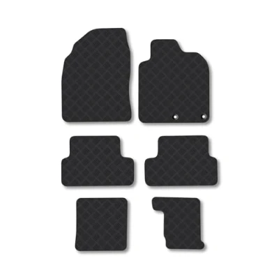Image of Rubber Car Mats Compatible with Nissan Qashqai +2 (2007 2013) Tailored Fit Floor Set Accessory Black Custom 4 Pieces Clips Anti Slip Backing, Heavy Duty &amp; Waterproof