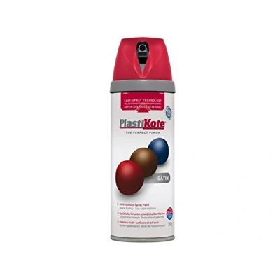 Image of Plasti Kote Premium Spray Paint Satin 400ml Real Red