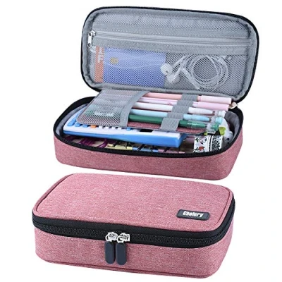 Image of Chelory Pencil Case Large Capacity Cases Big Storage Bag Pen Pouch Makeup Cosmetic Office Stationery Organizer with Compartment for Boys Girls School Students Adults, Light Pink