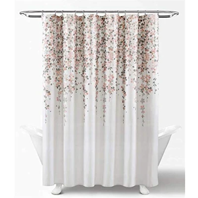 Image of Lush Decor Weeping Flower Shower Curtain, Blush &amp; Gray