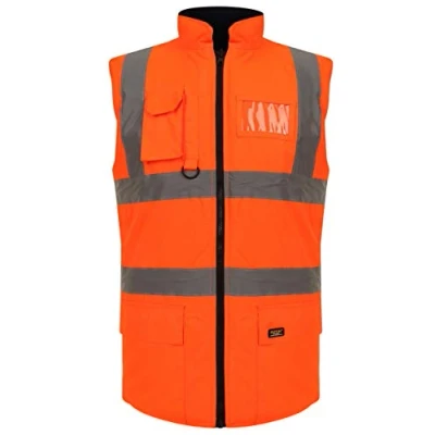 Image of Mega_JumbleSale® Hi Vis Safety Security Warm Jacket Men High Visibility Reflective Tape Two Tone Waterproof Builder Workwear Top (XL, Viz Sleeveless Gilet Orange)