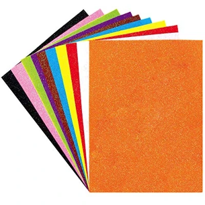 Image of Baker Ross AX296 Glitter Felt Sheets Pack of 10, Creative Art Supplies for Kids, Seasonal Crafts and Decorations, red