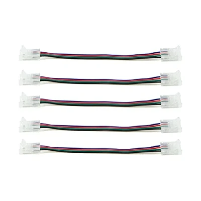 Image of G.W.S® Pack of 5, 4 Pin 2 End Wire Connectors for 10mm Wide RGB LED Strip Lights