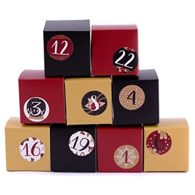 Image of pajoma Advent Calendar 24 Boxes for Filling, Includes Stickers, Gold