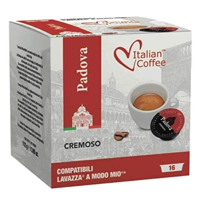 Image of Italian Coffee capsules compatible with Lavazza A Modo Mio machines, Espresso pods (&quot;Padova&quot; Creamy Blend, 128 Pods)