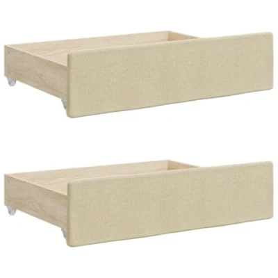 Image of vidaXL Under Bed Storage Drawers Engineered Wood and Fabric Cream Colour Easy Glide Wheels Suitable for All Floor Types Ample Space