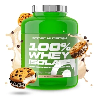 Image of Scitec Nutrition 100% Whey Isolate Pure Protein Power with BCAAs Glutamine &amp; Arginine Sugar Gluten Free Formula, 2 kg, Cookies Cream