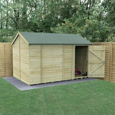 Image of 12&#039; x 8&#039; Forest Timberdale 25yr Guarantee Tongue &amp; Groove Pressure Treated Windowless Reverse Apex Shed (3.65m 2.52m)