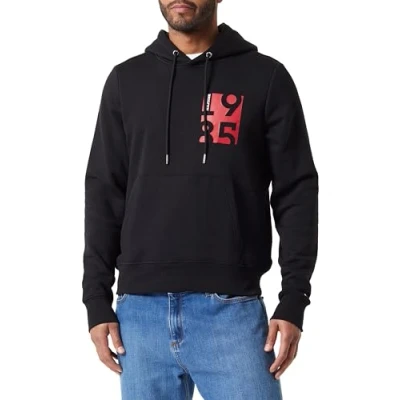 Image of Tommy Hilfiger Chest Print Hoody Sweatshirt, Men&#039;s, Size: Small, Black