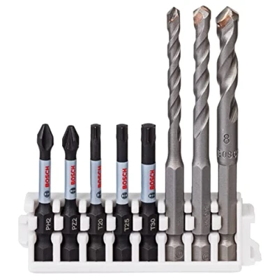 Image of Bosch Professional 8 Piece Impact Control Screwdriver Bit and Multi Purpose Drill Set (Pick Click, HEX 9, Accessories for Drivers) Colour,Size