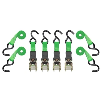Image of SmartStraps 14’ Padded Ratchet Tie Down, 4 Pack — Standard Duty Down Straps 1,500lb Break Strength, 500lb Safe Work Load Haul Dirt Bikes, ATVs, and Mowers