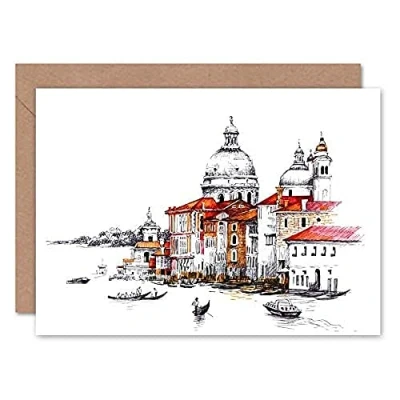 Image of Wee Blue Coo Venetian Cityscape Illustration Greeting Card With Envelope Inside Premium Quality