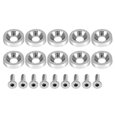 Image of Mystic Color Auto License Plate Screws Car M6 Washer Stainless Steel Aluminum Cup Head Screw Flat Round Gasket Fender Metric Spacer Standard Hardware Tool Fastener Screw(SILVER)