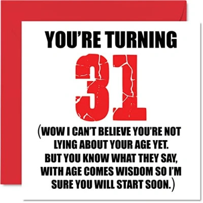 Image of Funny 31st Birthday Cards for Men Woman Start Lying Fun Card Dad Mum Son Daughter Brother Sister Uncle Auntie Cousin, 145mm x Rude Joke Humour Greeting