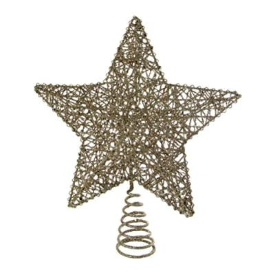 Image of FESTIVE PRODUCTIONS Gold Metal Wire Tree Topper Star, 25.5 x 9 30 cm