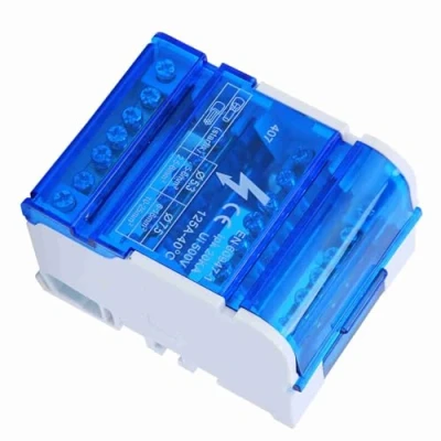 Image of Terminal Block with Protective Cover, Brass Din Rail 4 Level Single Phase Junction Case, Input 24 Output Distribution Box