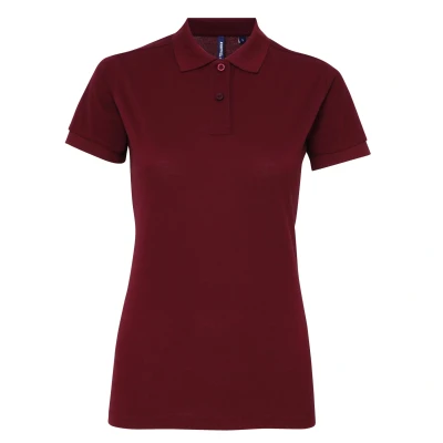 Image of Asquith &amp; Fox Womens/Ladies Short Sleeve Performance Blend Polo Shirt (Burgundy) Size Large