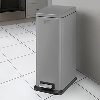 Image of Black + Decker 20L Slimline Soft Close Pedal Bin Grey