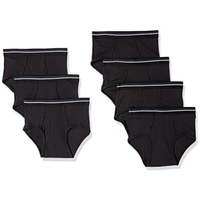 Image of Amazon Essentials Men&#039;s Tag Free Cotton Briefs Underwear, Pack of 7, Black, S
