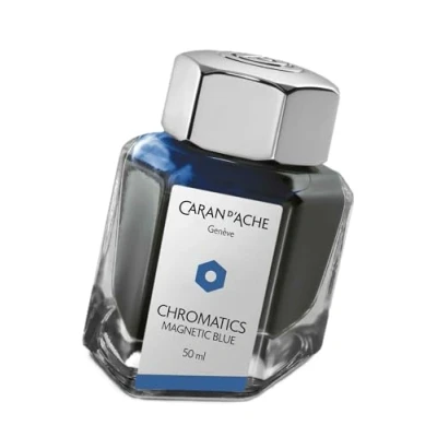 Image of Caran d&#039;Ache 50ml Chromatics Ink Bottle Magnetic Blue