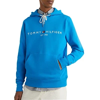 Image of Tommy Hilfiger Men Logo Hoodie, Blue (Shocking Blue), S