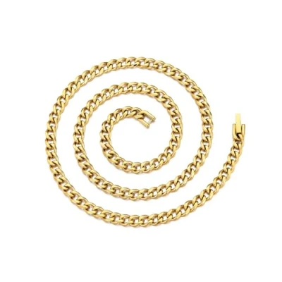 Image of Philip Jones Men&#039;s 6mm Gold Plated Steel 24 Inch Cuban Curb Chain Necklace