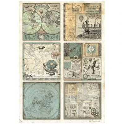 Image of Stamperia International KFT A4 Rice Paper Voyages Fantastiques 6 Cards, Multicoloured