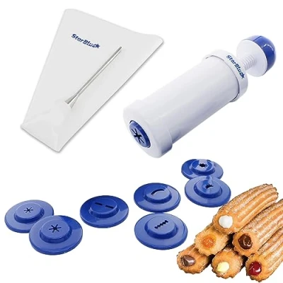 Image of StarBlue Churrera Churro Maker and Filler Set Easy Piping Nozzle Tool for Deep Fry Stuffed Churro, SB A818