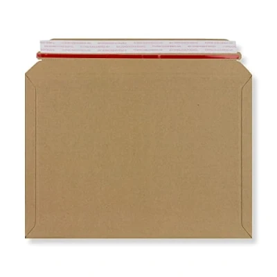 Image of [Pack of 100] C4 Cardboard Envelopes by Greener Route&quot;™ Peel &amp; Seal Corrugated Capacity Book Mailers 234 x 334mm (A4) 400gsm for Postals Rip Strip Open Rigid Card Wallet RM Large Letter