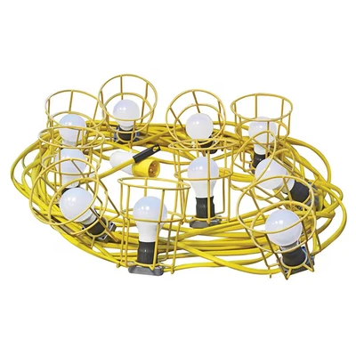 Image of Faithfull FPPSLFESTLED 10 110v LED Bulb Festoon Light Set on 22M Arctic Cable (plus 3M to plug)