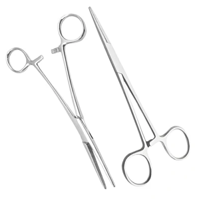 Image of 2 Pcs Self Locking Pliers Piercing Pliers, 14cm Stainless Fishing Forceps, Suturing Clamp Stud Ball earings Holder, Tweezers Pincers for Veterinary Crafting Soldering DIY Puller