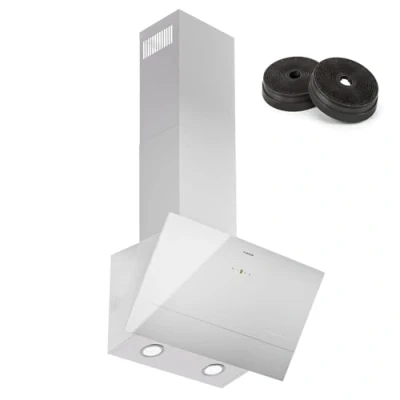 Image of Klarstein Cooker Hood 60cm, Extractor Fan for Kitchen w/Dishwasher Safe Aluminium Grease Filter, 305 m3/h Airflow, LEDs, Touch Controls Hoods, Wall Mount Steel Vent Hoods