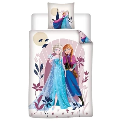 Image of Frozen Single Bedding Set, Disney Reversible Duvet Cover 140 x 200 cm + Pillowcase 65 cm, Polycotton