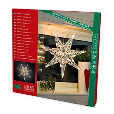 Image of Konstsmide Acrylic Hanging 7 Pointed Star Christmas Decoration with 32 Warm White LEDs : 6110 103