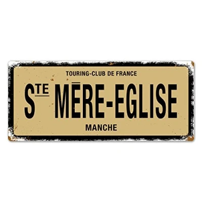 Image of WTF Ste Mere Eglise WW2 Street Sign Sticky Pads Metal Wall Plaque Art Inspirational